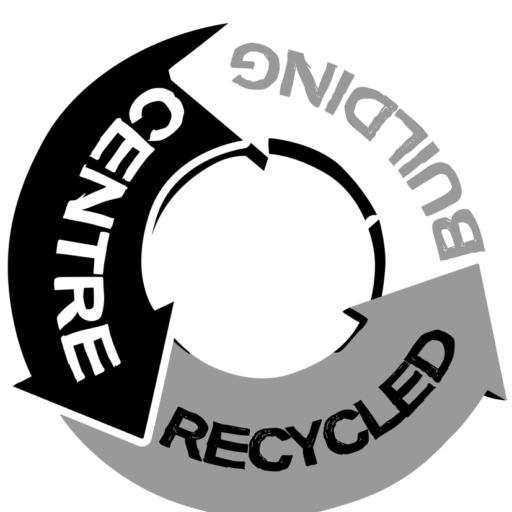 A circular logo with arrows forming a loop. The text reads "Centre," "Building," and "Recycled" on each arrow segment, indicating a cycle of recycled building materials.